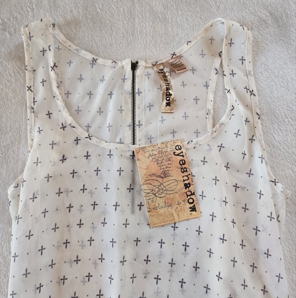 NWT Eyeshadow S Y2K Cover-up SHEER Tank Fairygoth BABYDOLL HI-LO FEMME FLOWY - Picture 14 of 15